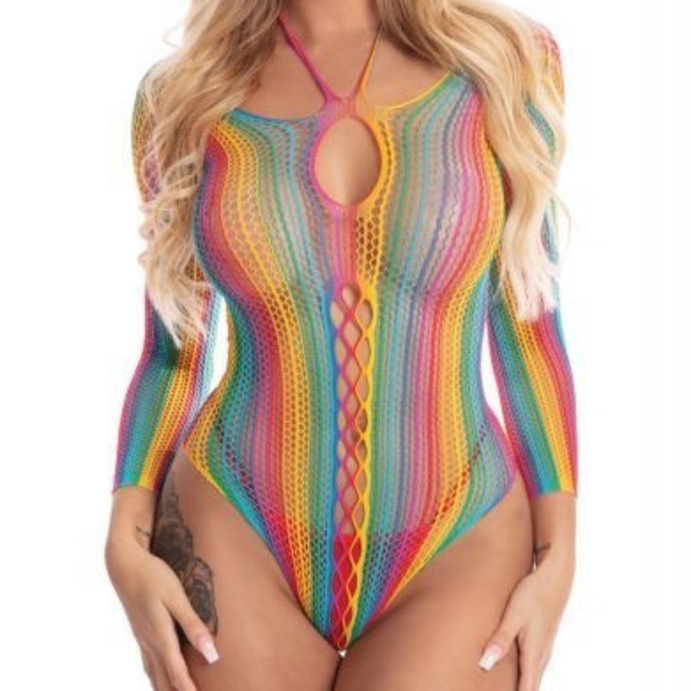 NEW NWT Long Sleeve Bodysuit Rainbow O/S - Picture 2 of 3